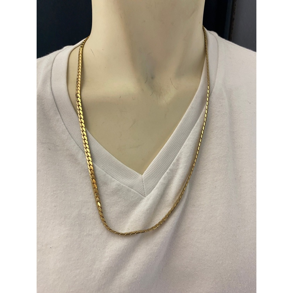 Gold‎ Tone Snake Chain Necklace Simple Classic Everyday Jewelry